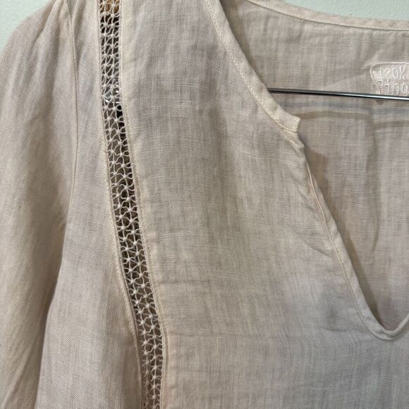 120% Lino Womens 100% Linen Beige Lace Dress Size 38 US XXS ( Fit XS) - Picture 11 of 14